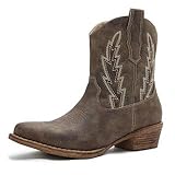 GLOBALWIN Women's Brown Western Ankle Boots Snip Toe...