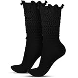 Sintege Ruffle Slouch Socks for Women Knit Knee Boot...