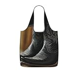 LQXNXHC Tote Bag Reusable Grocery Bags Cowboy Black Hat...
