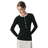 Women's Sweater Henley Style Pullover with Button...