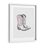 Canvas Lab | Black Cowgirl Boots with Pink Bow by Jolly...