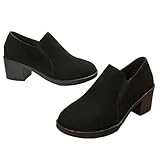 Faithgee Women's Solid Color Thick Heeled Suede Ankle...