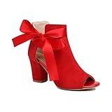 Women's Bow Chunky Heel Sandals,Dressy Summer Ankle...