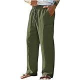 Cambkatl Men's Straight Leg Linen Business Casual...