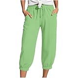 Women's Tapered Leg Sweatpants Elastic Waist with...