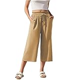 bawilom Capris Pants for Women Cotton Linen Casual...