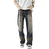 Mens Ripped Jeans Baggy Straight Leg Hip Hop Jeans...