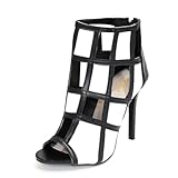 YDN Women's Women's Cutout Grid Peep Toe Stiletto Heel...