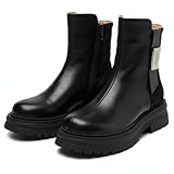 Silanway Women's Black Platform Ankle Boots Chunky Lug...