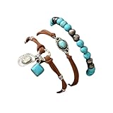 MMIUAEG Natural Turquoise Bracelets Handmade Beaded...