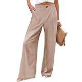 Kubbon Boho Pants for Women Elastic High Waisted...