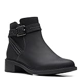 Clarks Women's Maye Strap Ankle Boot, Black Leather, 8...
