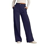 Women's High Waist Wide Leg Pants Button Front Solid...