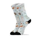 Cute Animals Blue Pattern Crew Socks for Women Men...