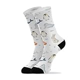 Winter Animals White Print Crew Socks for Women Men...