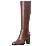 Lumeheel Brown Knee High Boots for Women - Round Toe...