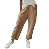 Women's Loose Pants Summer Casual Solid Elastic Waisted...