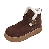 Coffee Womens Winter Snow Boots Buckle Strap Fur Lined...