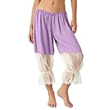 Carpi Ballon Pants for Women Ruffle Lace Trim Capris...