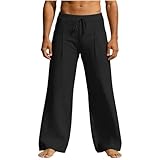 Cambkatl Men's Wide Leg Linen Pants Elastic Waist Loose...