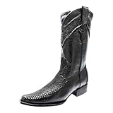Men’s White Diamonds Black Woven Bull Neck Cowboy...