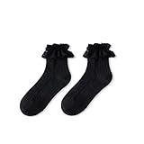 Anenog 10Pairs Ruffle Socks Women Mid-tube Solid Lace...