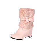 Pink Ladies Cute Bow Winter Boots for Women Fashionable...