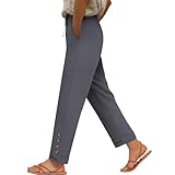 Women's Straight Leg Pants Casual Drawstring High...