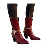 Women Western Gold Shoe Anklet Pair With Rhinestone...