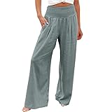 fartey Boho Pants for Women Cotton Linen Summer Palazzo...