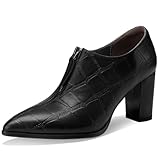 TDD Leather Ankle Boots for Women Chunky Block Pointed...