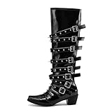 Kluolandi Women's Rivet Studded Knee-High Boots Chunky...