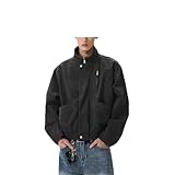 Men Pilot Jacket Stand Collar Barn Loose Outerwear Dark...