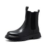 LRMYMHY Men's Low Heel Chelsea Boots Round Toe Elastic...