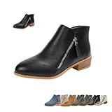 GHTRHSB Women's Leather Low-Heeled Chelsea Boots,...