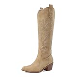 VIMISAOI Western Cowboy Boots for Women Knee High Wide...