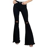 Kassercny Plus Size Flare Jeans for Curvy Women Ripped...