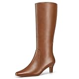 mysoft Women's Knee High Boots Kitten Heel Square Toe...