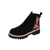 Black Ladies Casual Winter Boots Round Toe Side Zipper...