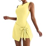 Womens Summer Dresses Sleeveless Crew Neck 2 in 1 Mini...