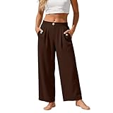 PmiYniV Women's Casual Cotton Linen Wide Leg Pants with...
