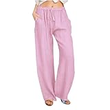 bawilom Cotton Linen Pants Women Wide Leg Drawstring...