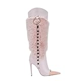 KaroNairy Pink Women's Over-the-Knee Stiletto Boots -...
