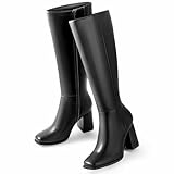 Ankis Knee High Boots for Women Squared Toe Chunky High...