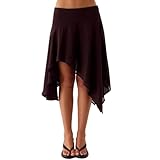 Mandonce Flowy Skirt Midi Skirts for Women Mesh Ruffle...