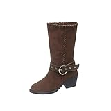 Coffee for Women Fall Cowboy Boots Versatile Pointed...