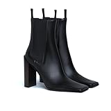 Square Toe Chelsea Boots For Women Block Heel Ankle...