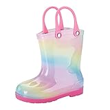 Boys Girls Rain Boots Waterproof Rubber Shoes with Easy...