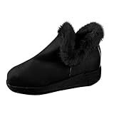 Black Womens Winter Boots Fleece Lined Thick Sole Warm...