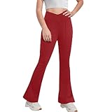 Girls Leggings Cross High Waist Flare Pants with...